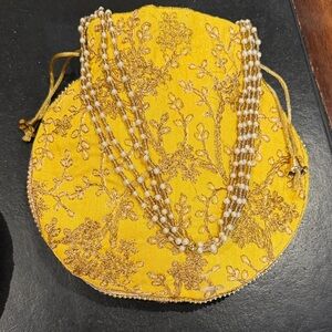 Elegant Yellow Embroidered Women's Bag